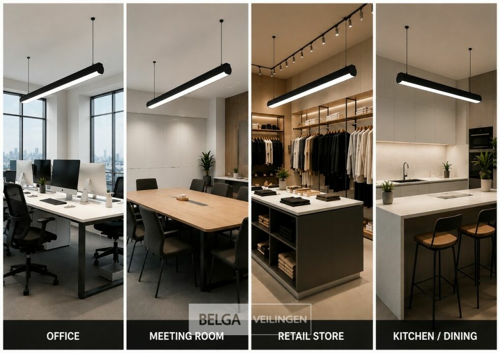 2 x LED Linear Hanglamp 40W – 3CCT Instelbaar - Zwart – AVENUE 3CCT – foto 5 – kavel bij Belga Veilingen