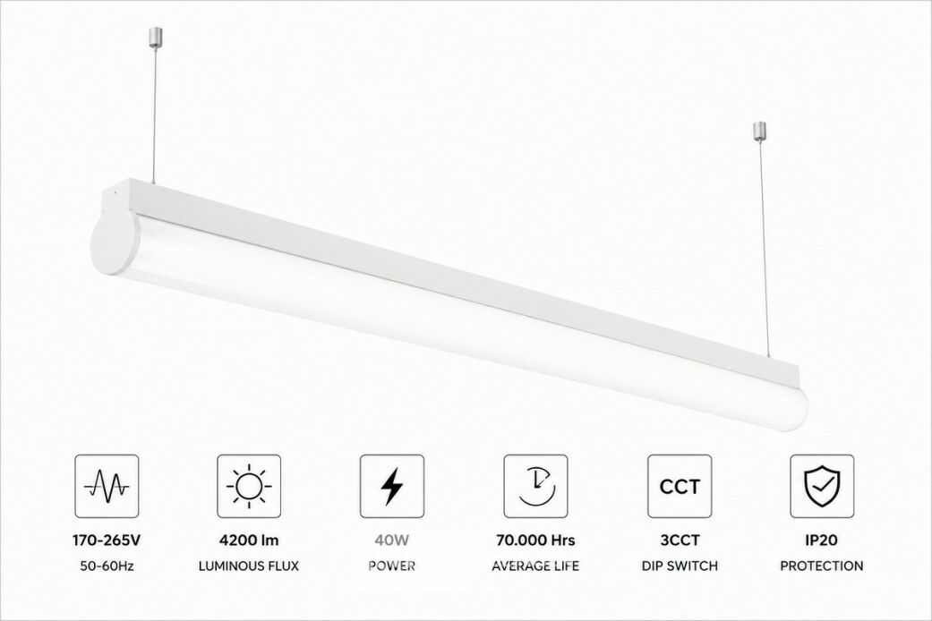 2 x LED Linear Hanglamp 40W – 3CCT Instelbaar - Wit – AVENUE 3CCT – foto 3 – kavel bij Belga Veilingen