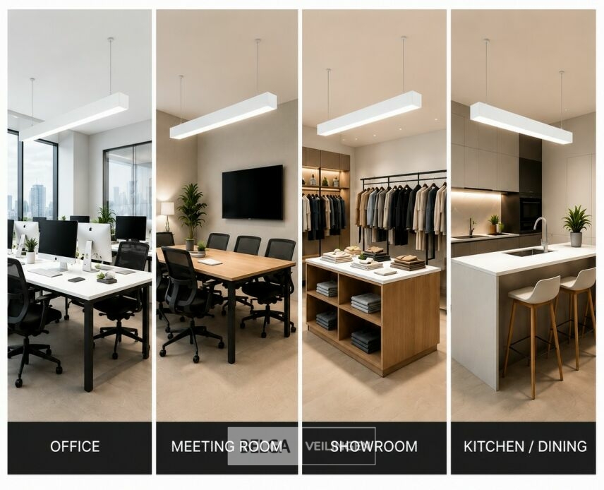 4 x LED Lineaire Hanglamp 60W – 3CCT Instelbaar - Wit – FORTIS-60 3CCT – foto 2 – kavel bij Belga Veilingen