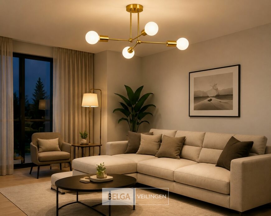 LED Hanglamp Max 18W – E27 – Goud – 520x250mm – IP20 – LORENZO-4 – foto 2 – kavel bij Belga Veilingen