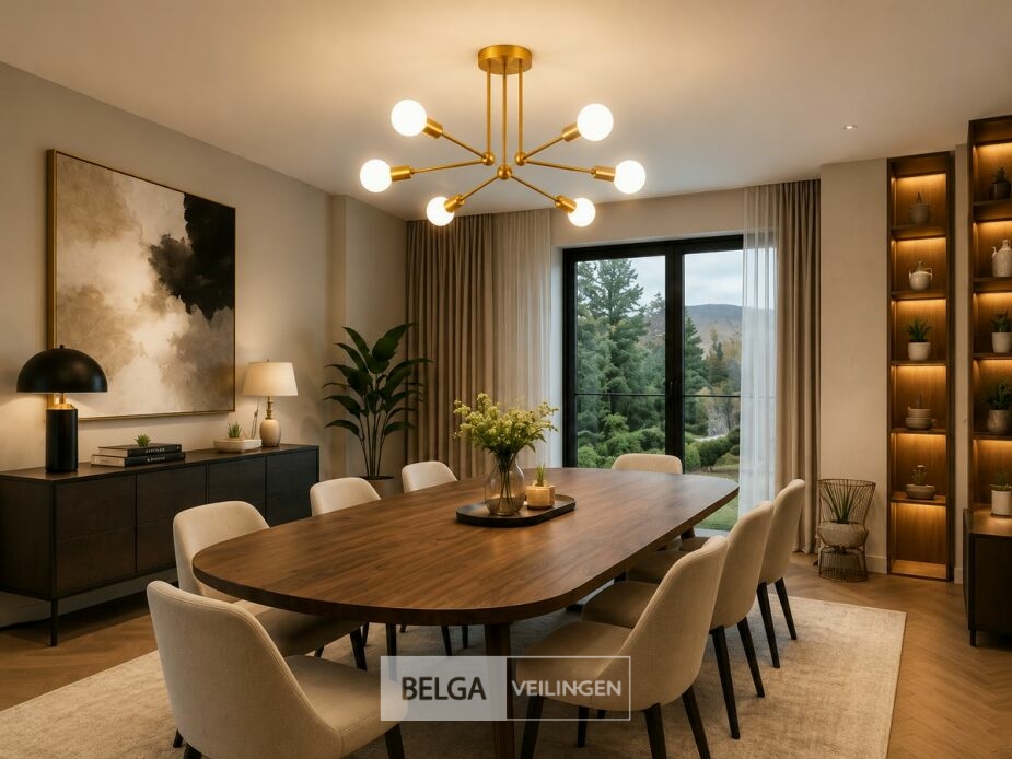 LED Hanglamp Max 18W – 6x E27 – Goud – 600x250mm – IP20 – LORENZO-6 – foto 2 – kavel bij Belga Veilingen