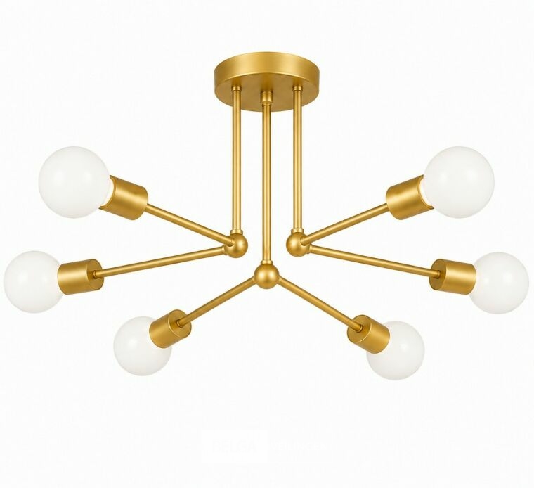 LED Hanglamp Max 18W – 6x E27 – Goud – 600x250mm – IP20 – LORENZO-6 – foto 3 – kavel bij Belga Veilingen