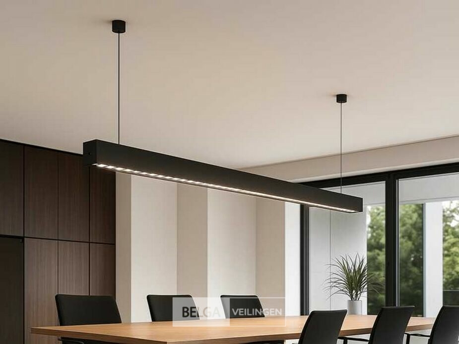 2 x LED Lineaire Hanglamp – 35W – 120cm – IP20 – Zwart – Inclusief Montageset – foto 2 – kavel bij Belga Veilingen