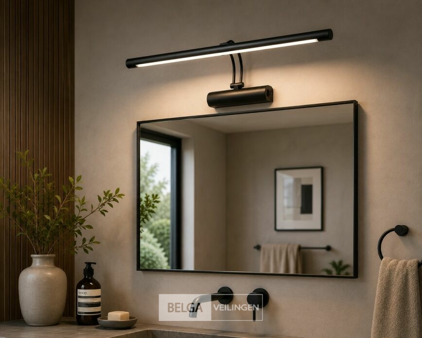 2 x LED Spiegel / Schilderijlamp 8W – 4200K Neutraal Wit - Zwart – IP45 – ANKA-8 – foto 4 – kavel bij Belga Veilingen