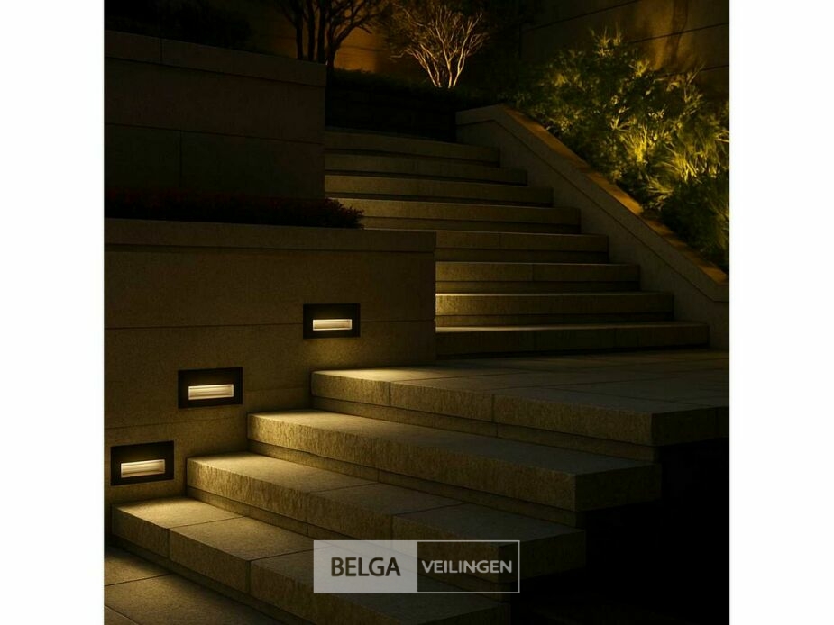 6 x LED Trapverlichting – 6W – 3000K Warm Wit – IP65 – Rechthoekig – LY05 – foto 5 – kavel bij Belga Veilingen