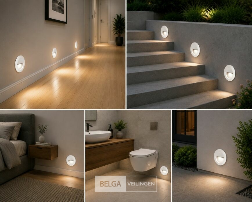 6 x LED Trapverlichting 3W – 3000K Warm Wit - Rond – Wit – IP54 – ICON-R – foto 4 – kavel bij Belga Veilingen