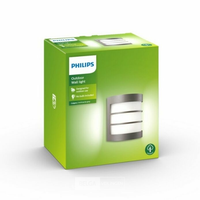 Philips Calgary wandlamp E27 max. 60W antraciet – foto 2 – kavel bij Belga Veilingen, Bree