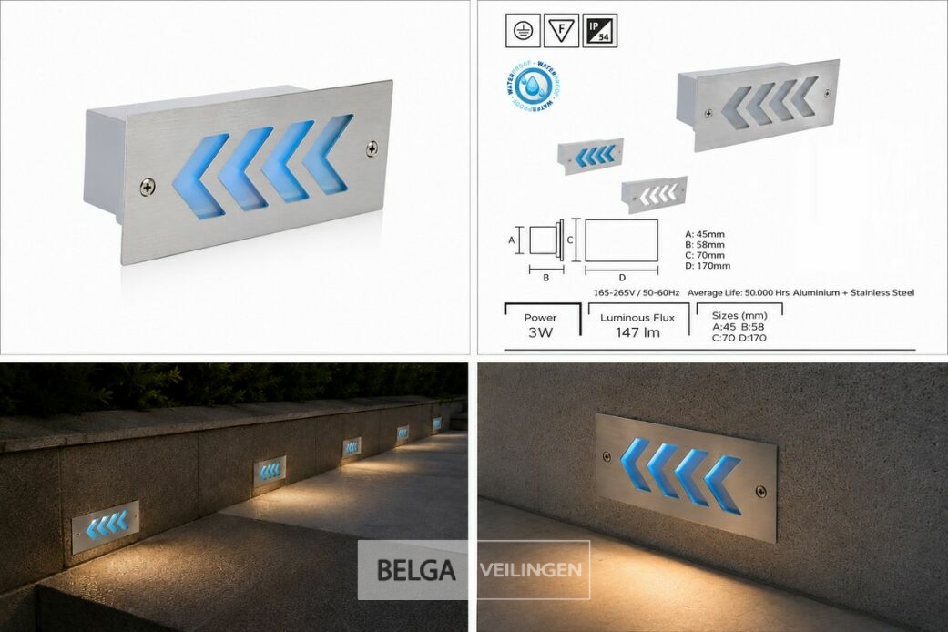 6 x LED Trapverlichting 3W - Blauw – IP54 – BERIL – foto 6 – kavel bij Belga Veilingen