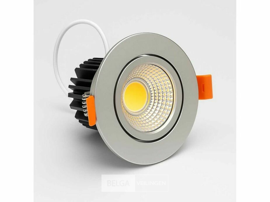 25 x LED Downlight – 7W – Draaibaar – 3000K Warm – Zilver – foto 2 – kavel bij Belga Veilingen