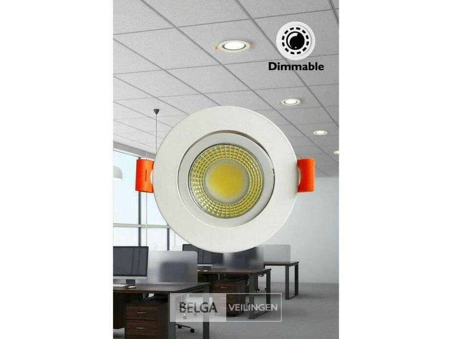 25 x LED Downlight – 7W – Draaibaar – Dimbaar – 6500K Koud Wit – Wit – foto 2 – kavel bij Belga Veilingen