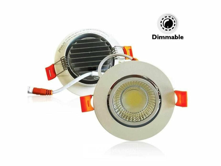 25 x LED Downlight – 7W – Draaibaar – Dimbaar – 6500K Koud Wit – Wit – foto 3 – kavel bij Belga Veilingen