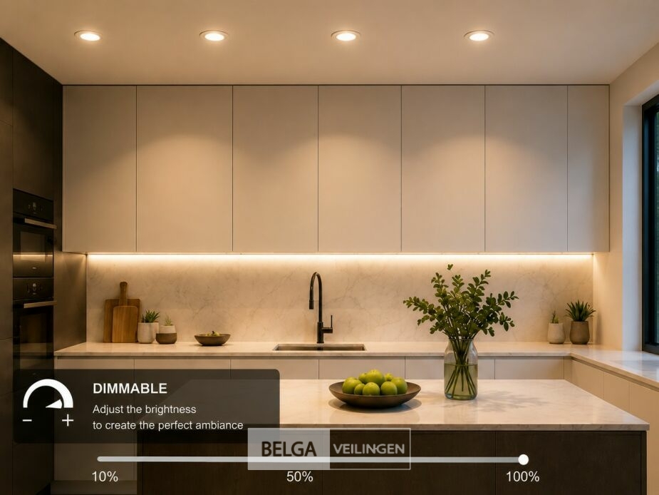 25 x LED Downlight – 7W – Draaibaar – Dimbaar – 3000K warm – Zilver – foto 2 – kavel bij Belga Veilingen