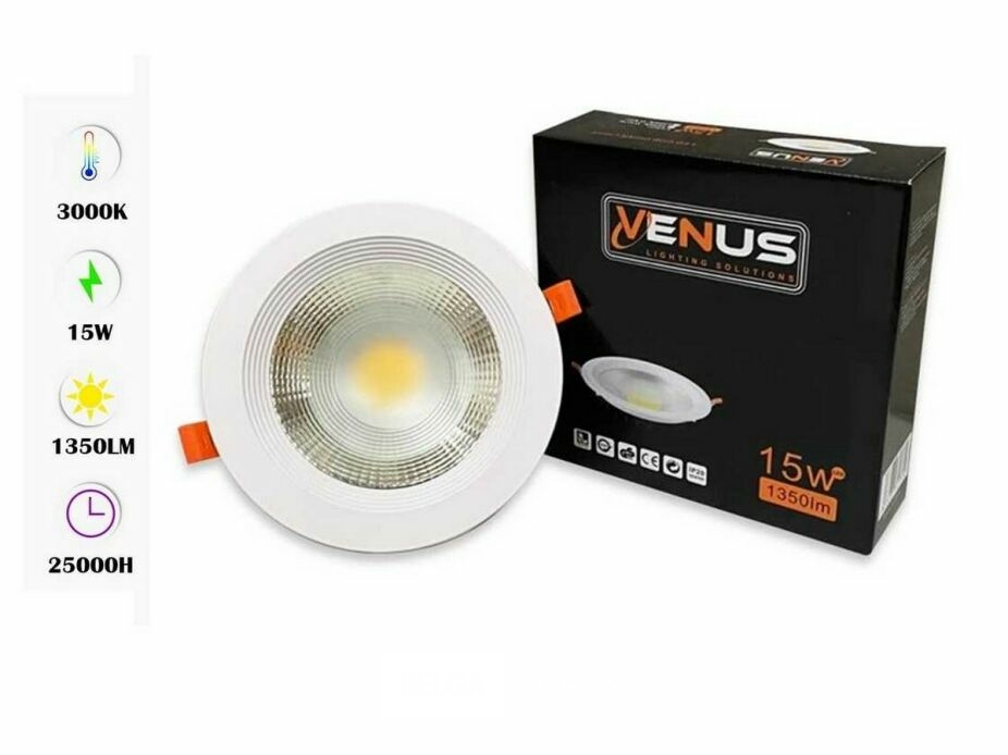 10 x LED Downlight – 15W – 3000K Warm Wit – IP20 – foto 2 – kavel bij Belga Veilingen