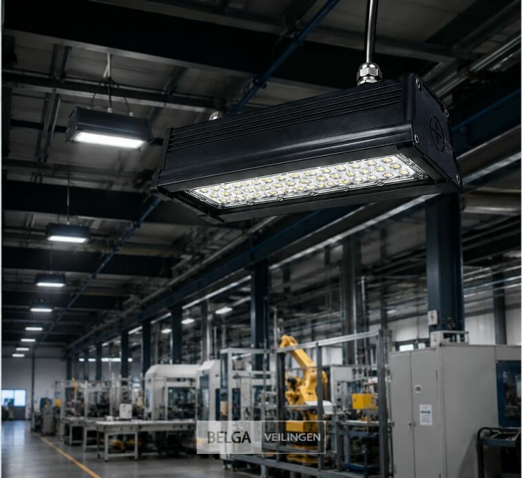 6 x LED Industriële Hanglamp 50W – 6400K Koud Wit - Zwart – IP20 – PYRAMID-50 – foto 4 – kavel bij Belga Veilingen