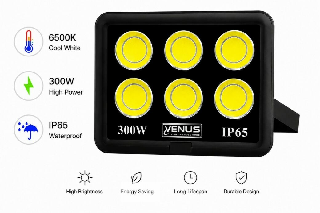 4 x LED Schijnwerper 300W – 6500K Koud Wit – IP65 – EYES-300 – foto 3 – kavel bij Belga Veilingen
