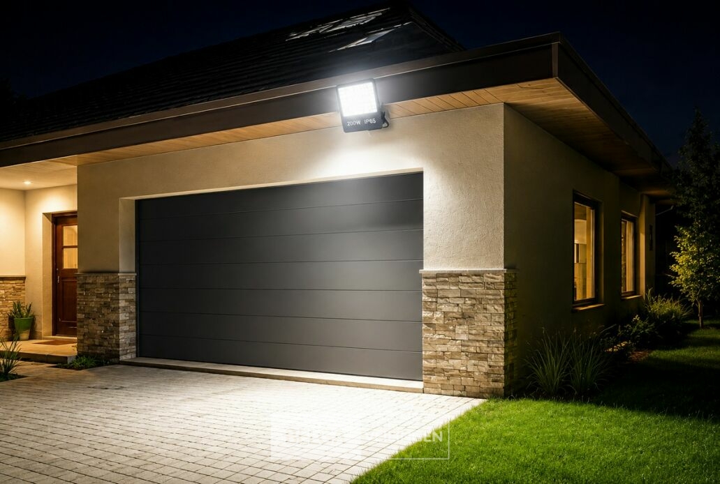 4 x LED Floodlight 200W – 6400K Koud Wit - Zwart – IP65 – BORNEO-200 – foto 4 – kavel bij Belga Veilingen