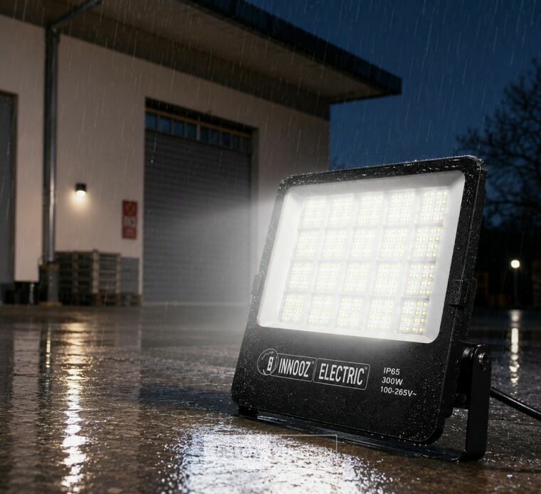 4 x LED Floodlight 300W – 6400K Koud Wit - Zwart – IP65 – BORNEO-300 – foto 2 – kavel bij Belga Veilingen