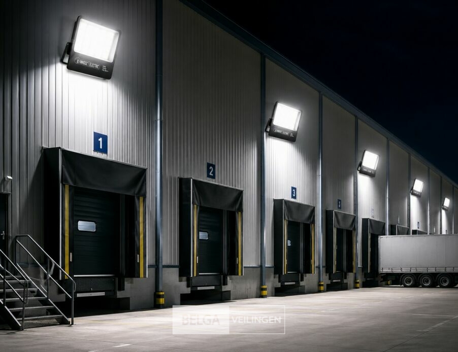 4 x LED Floodlight 300W – 6400K Koud Wit - Zwart – IP65 – BORNEO-300 – foto 4 – kavel bij Belga Veilingen