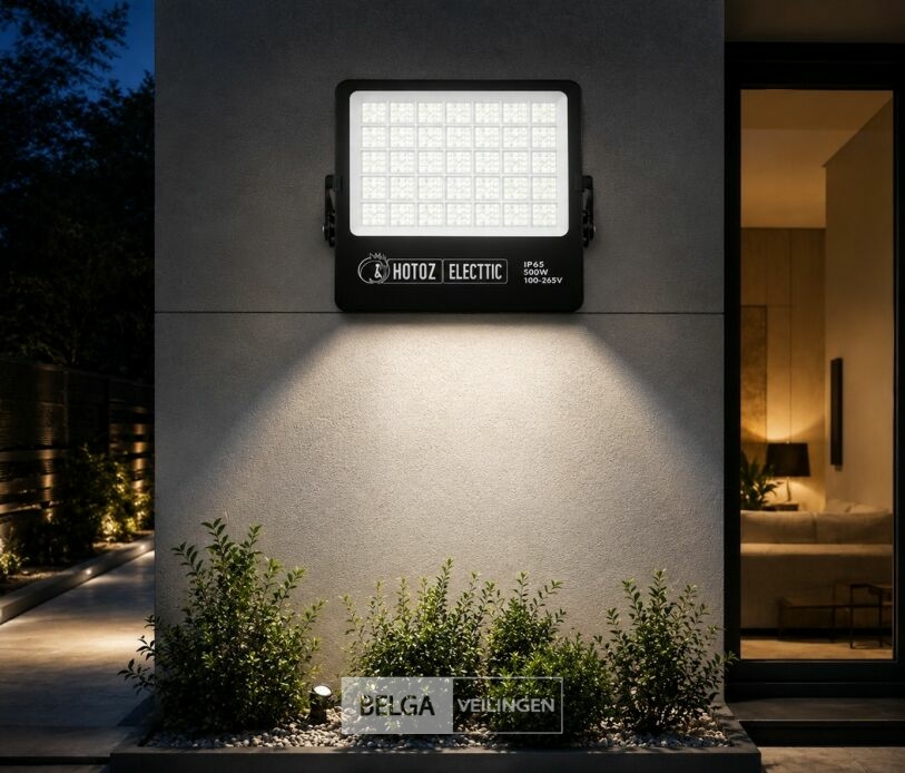 2 x LED Floodlight 500W – 6400K Koud Wit - Zwart – IP65 – BORNEO-500 – foto 2 – kavel bij Belga Veilingen