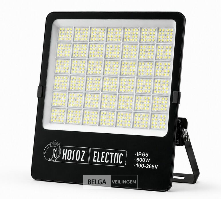 2 x LED Floodlight 600W – 6400K Koud Wit - Zwart – IP65 – BORNEO-600 – foto 3 – kavel bij Belga Veilingen