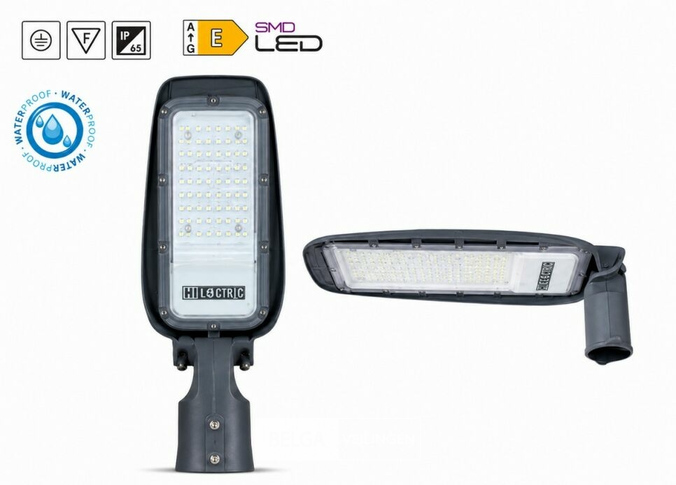 10 x LED Straatlamp 30W – 6400K Koud Wit - Grijs – IP65 – FLORIDA-30 – foto 2 – kavel bij Belga Veilingen