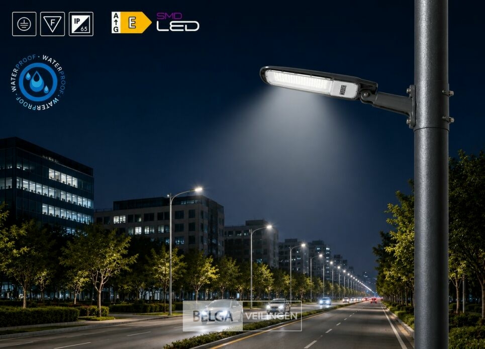 10 x LED Straatlamp 30W – 6400K Koud Wit - Grijs – IP65 – FLORIDA-30 – foto 3 – kavel bij Belga Veilingen