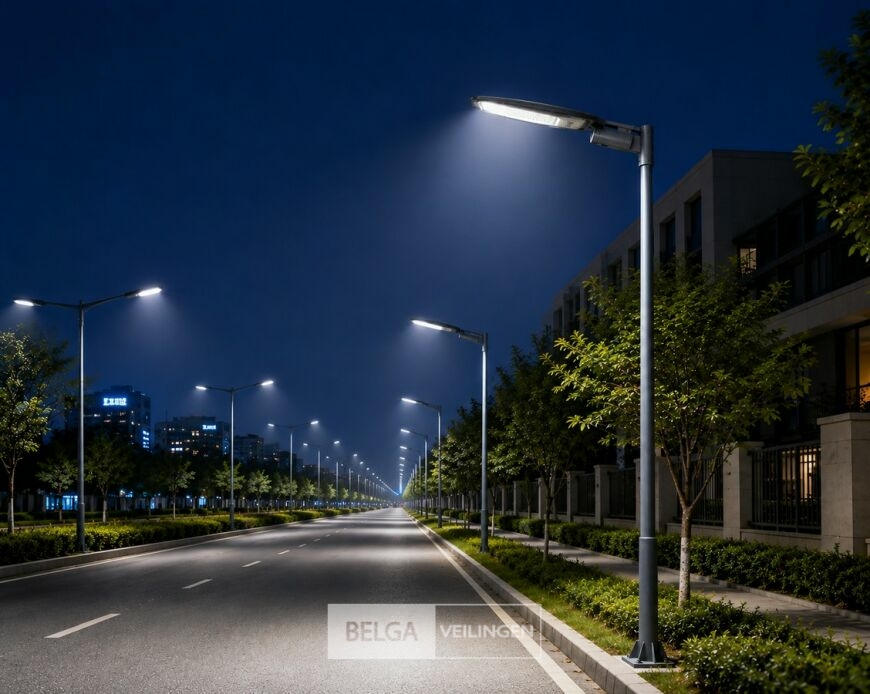 10 x LED Straatlamp 50W – 6400K Koud Wit - Grijs – IP65 – FLORIDA-50 – foto 3 – kavel bij Belga Veilingen