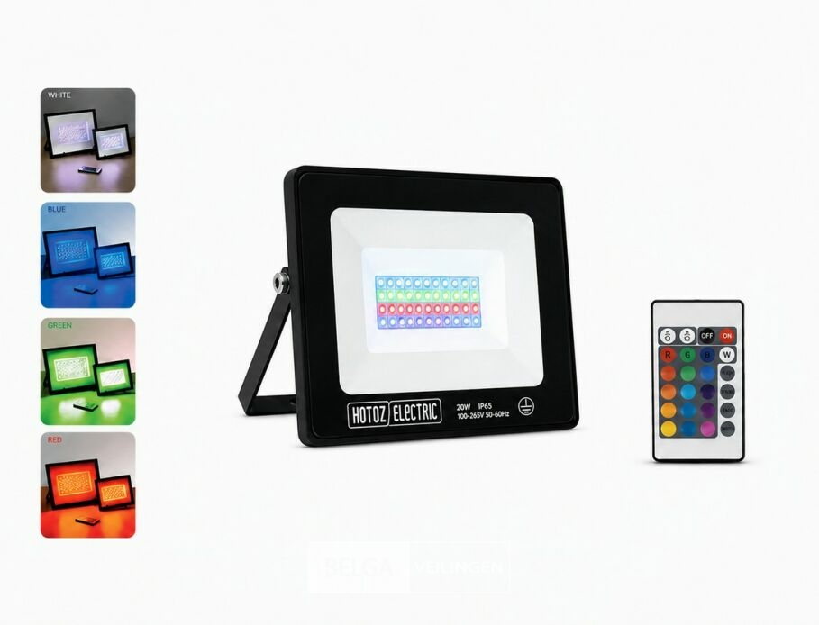 10 x RGB LED Floodlight 20W - Zwart – IP65 – REMIX-20 – foto 2 – kavel bij Belga Veilingen