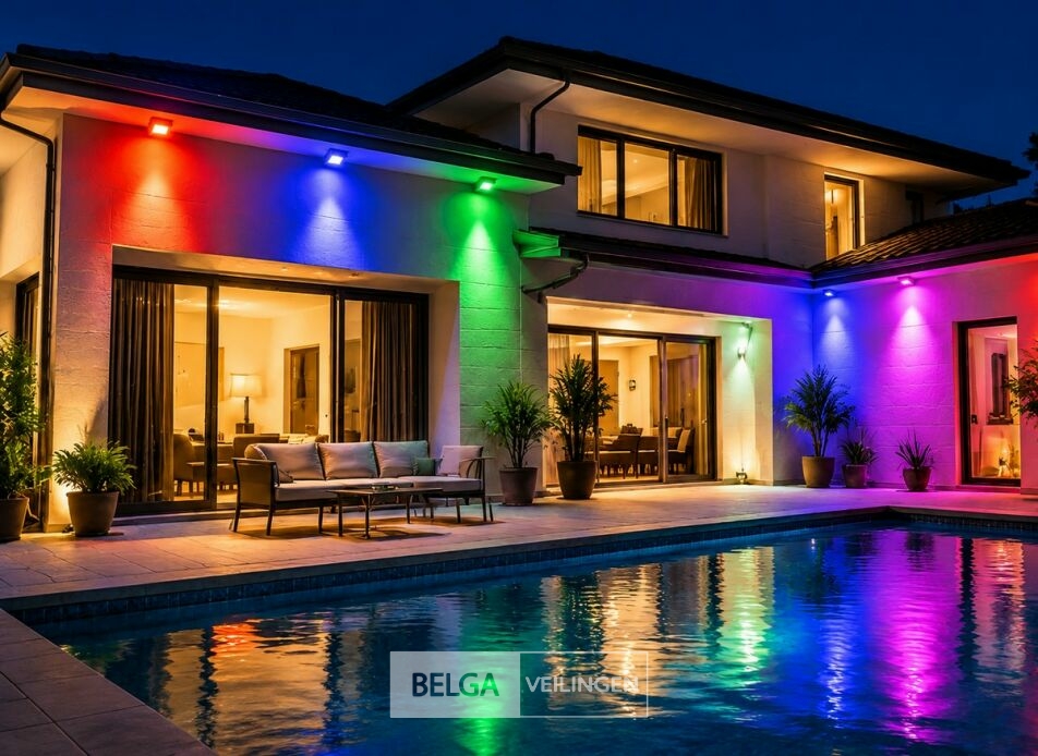 4 x RGB LED Floodlight 50W - Zwart – IP65 – REMIX-50 – foto 4 – kavel bij Belga Veilingen