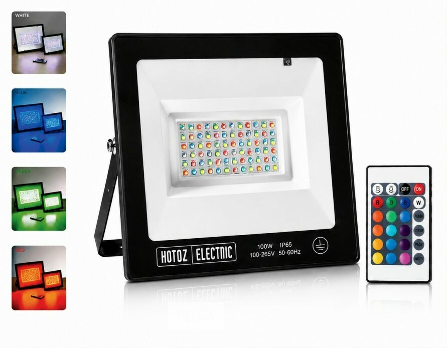 4 x RGB LED Floodlight 100W - Zwart – IP65 – REMIX-100 – foto 2 – kavel bij Belga Veilingen