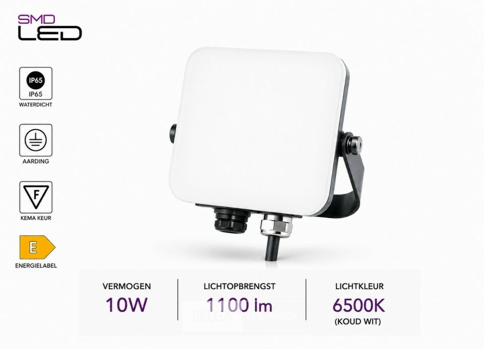 10 x LED Frameless Floodlight 10W – 6400K Koud Wit – IP66 – PEGASUS-10 – foto 3 – kavel bij Belga Veilingen