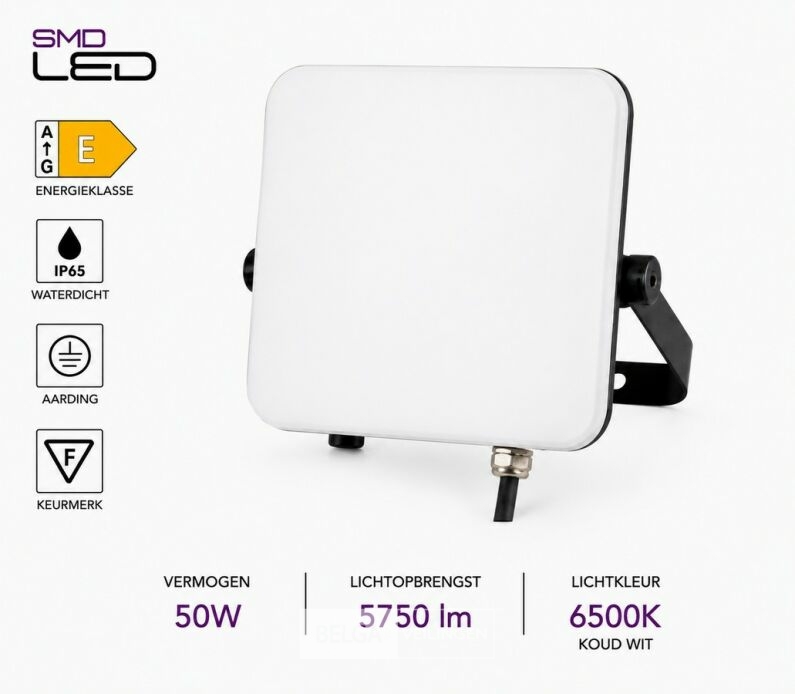 10 x LED Frameless Floodlight 50W – 6400K Koud Wit – IP66 – PEGASUS-50 – foto 3 – kavel bij Belga Veilingen