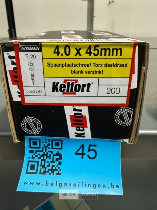 Kelfort spaanplaatschroef 4x45 torx - deeldraad 200st – foto 3 – kavel bij Belga Veilingen, Bree