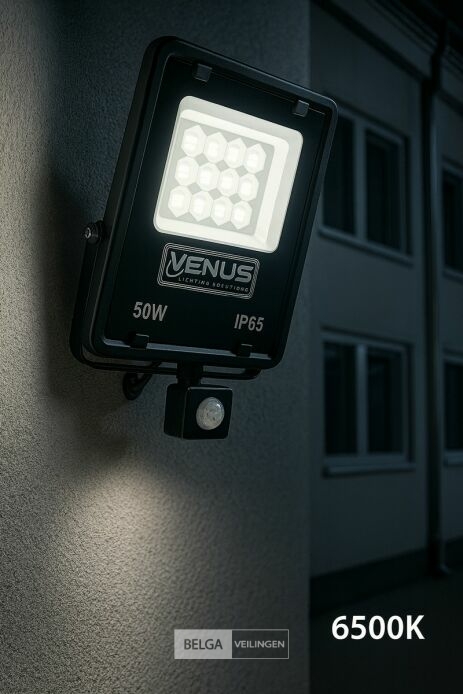 5 x LED Schijnwerper 50W met Bewegingssensor – 6500K Koud Wit – IP65 – FLAG-50 – foto 2 – kavel bij Belga Veilingen