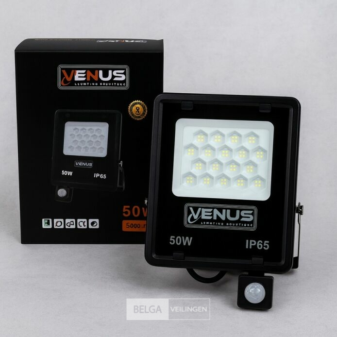 5 x LED Schijnwerper 50W met Bewegingssensor – 6500K Koud Wit – IP65 – FLAG-50 – foto 6 – kavel bij Belga Veilingen