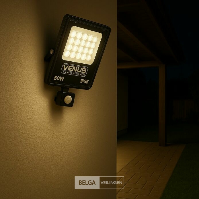 5 x LED Schijnwerper 50W met Bewegingssensor – 4000K Neutraal Wit – IP65 – FLAG-50 – foto 2 – kavel bij Belga Veilingen