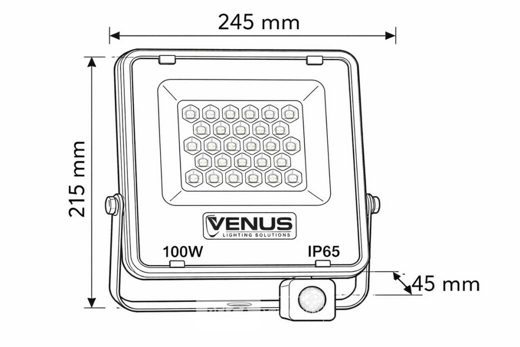 5 x LED Schijnwerper 100W met Bewegingssensor – 6500K Koud Wit – IP65 – FLAG-100 – foto 5 – kavel bij Belga Veilingen
