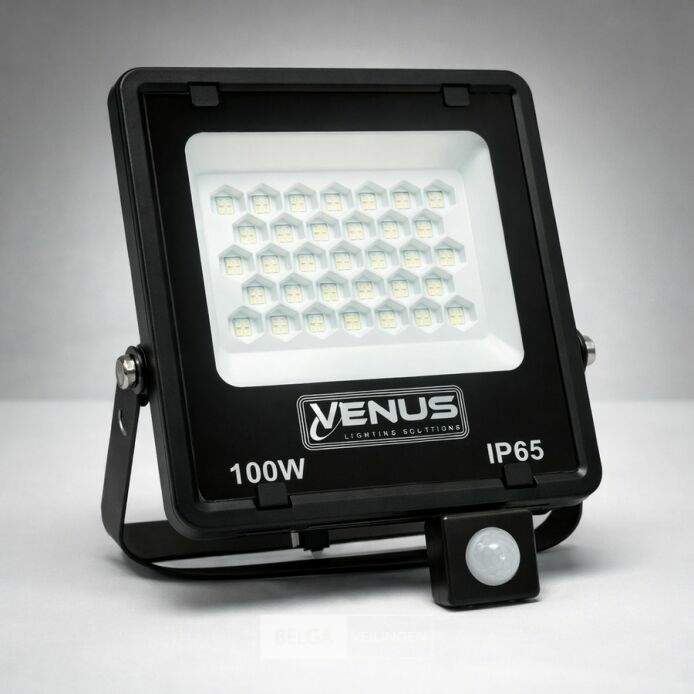 5 x LED Schijnwerper 100W met Bewegingssensor – 6500K Koud Wit – IP65 – FLAG-100 – foto 6 – kavel bij Belga Veilingen