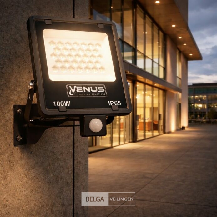 10 x LED Schijnwerper 100W met Bewegingssensor – 4000K Neutraal Wit – IP65 – FLAG-100 – foto 2 – kavel bij Belga Veilingen