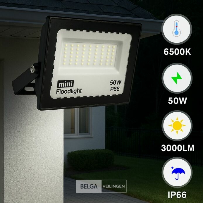 6 x LED Schijnwerper MINI 50W – 6500K Koud Wit – IP65 – MINIONS-50 – foto 2 – kavel bij Belga Veilingen