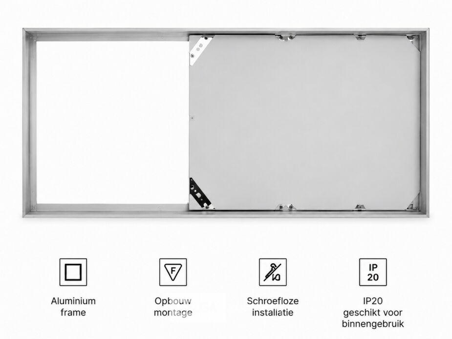 16 x Opbouw Frame voor LED Paneel – 600x300mm – IP20 – FRAME-3060 – foto 3 – kavel bij Belga Veilingen
