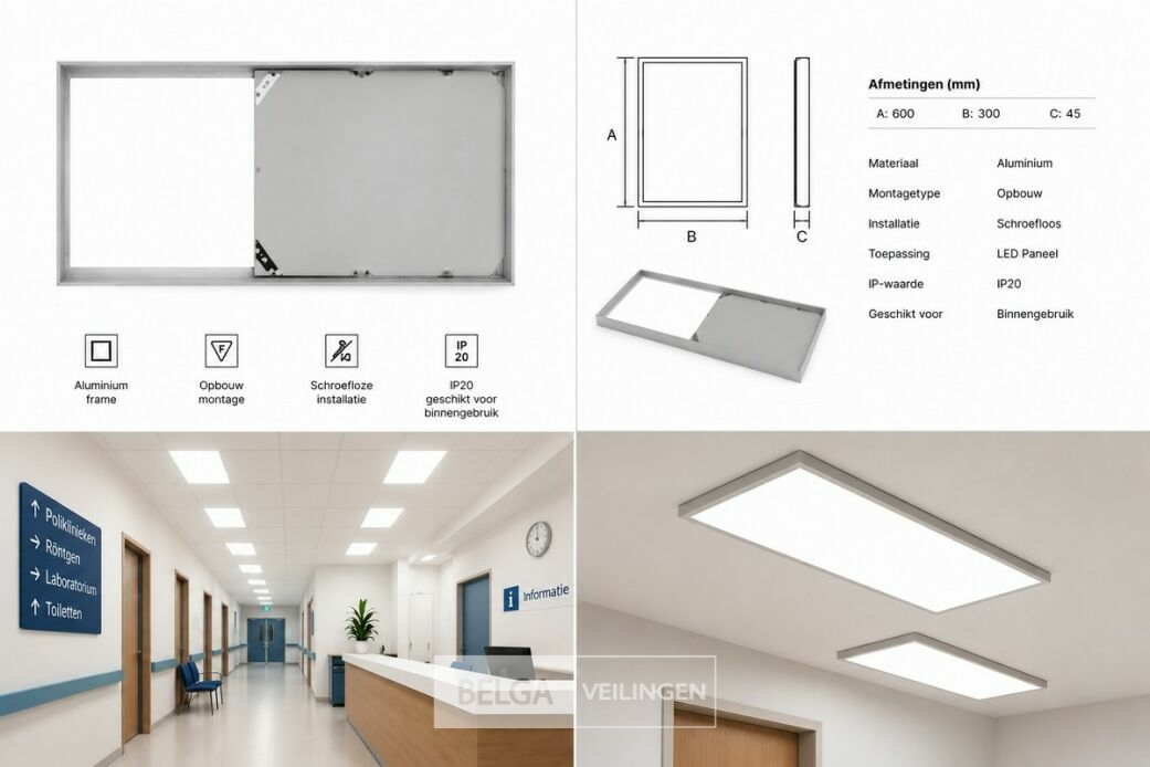 16 x Opbouw Frame voor LED Paneel – 600x300mm – IP20 – FRAME-3060 – foto 7 – kavel bij Belga Veilingen