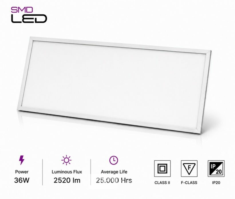 16 x LED Paneel 36W – 3000K Warm Wit - 1195x295mm – IP20 – ZODIAC-36 – foto 3 – kavel bij Belga Veilingen