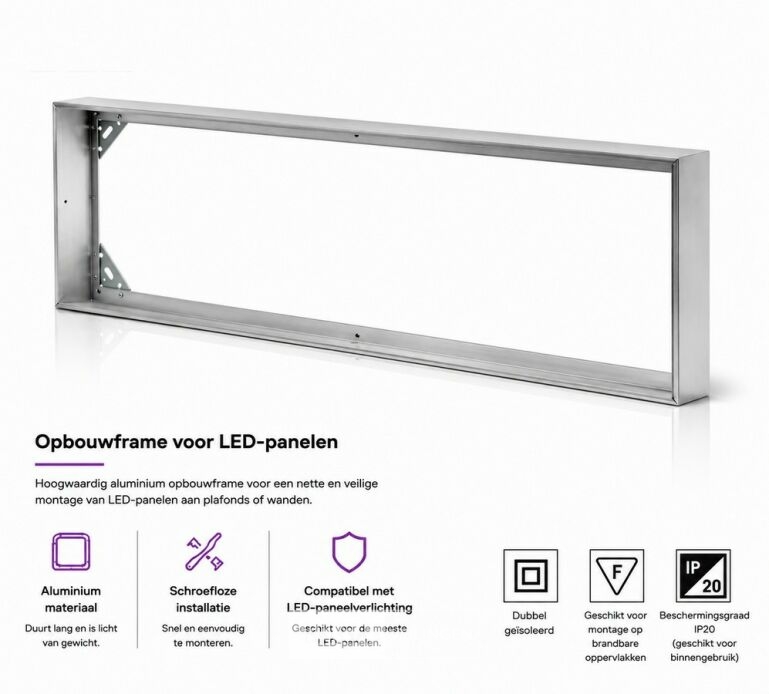 16 x Opbouw Frame voor LED Paneel – 1200x300mm – IP20 – FRAME-30120 – foto 2 – kavel bij Belga Veilingen