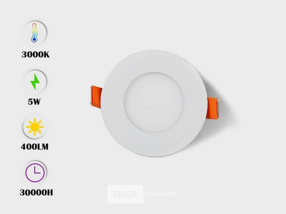 25 x LED Paneel – Rond Inbouw – 5W – 3000K Warm Wit – IP20 – foto 2 – kavel bij Belga Veilingen