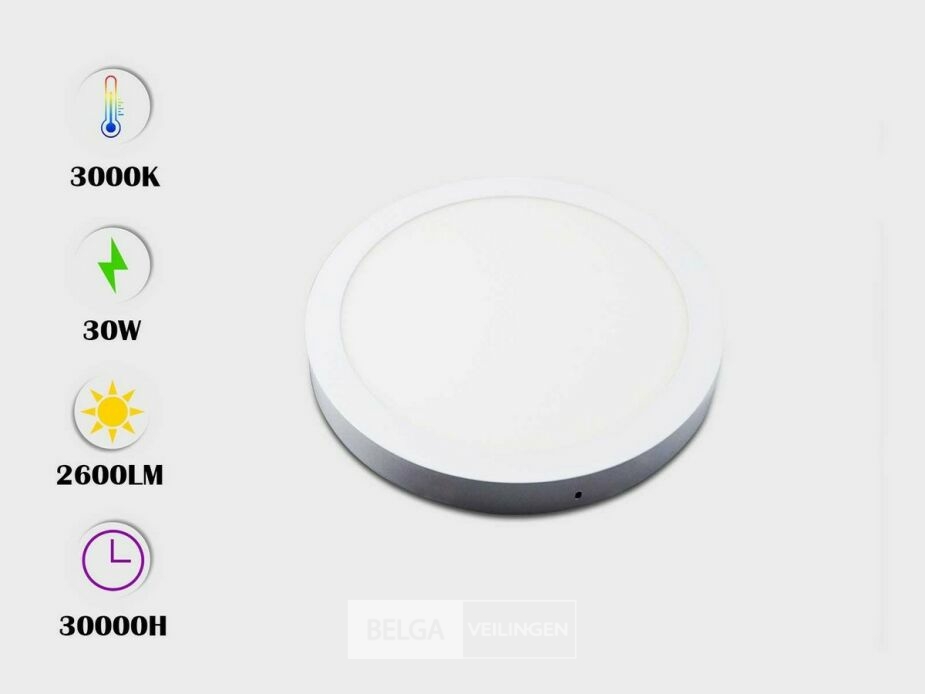 10 x LED Paneel – Rond Opbouw – 30W – 3000K Warm Wit – IP20 – foto 3 – kavel bij Belga Veilingen