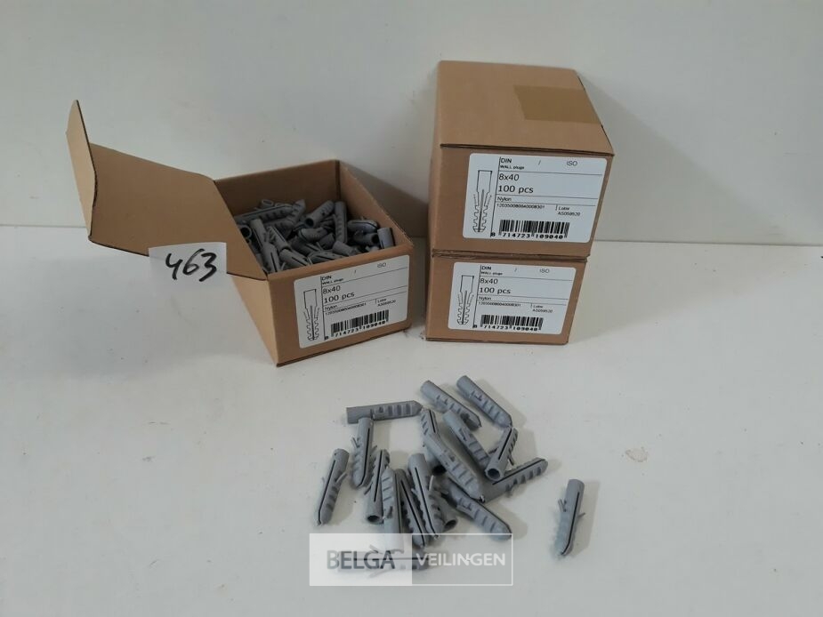 3 x Muurplug nylon 8 mm 100 stuks – foto 2 – kavel bij Belga Veilingen, Oudsbergen