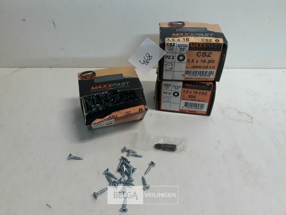 3 x Houtschroeven wit verzinkt 3,5x16mm 200 stuks – foto 2 – kavel bij Belga Veilingen, Oudsbergen