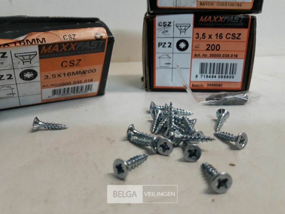 3 x Houtschroeven wit verzinkt 3,5x16mm 200 stuks – foto 3 – kavel bij Belga Veilingen, Oudsbergen