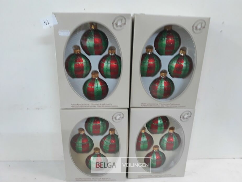 4 x Kerstballen glas 4 stuks rood/groen – foto 2 – kavel bij Belga Veilingen, Oudsbergen
